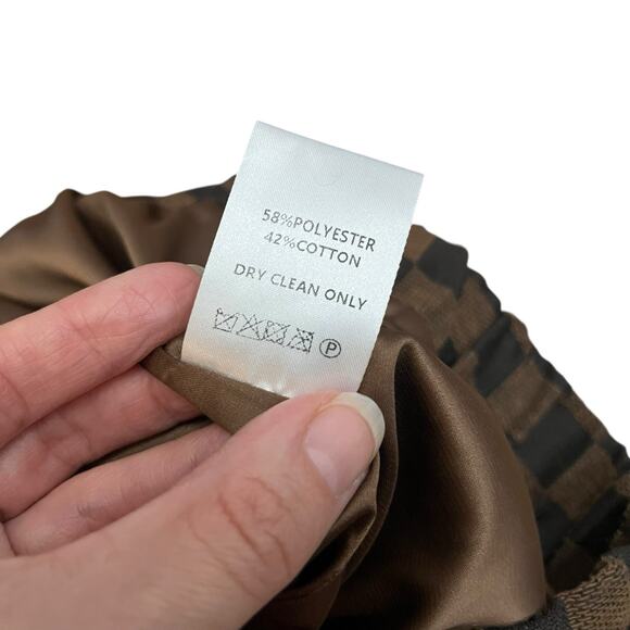 Judith March Checkered Plaid Wrap Mini Skirt Small Woven Fringe Brown Preppy - Picture 10 of 10